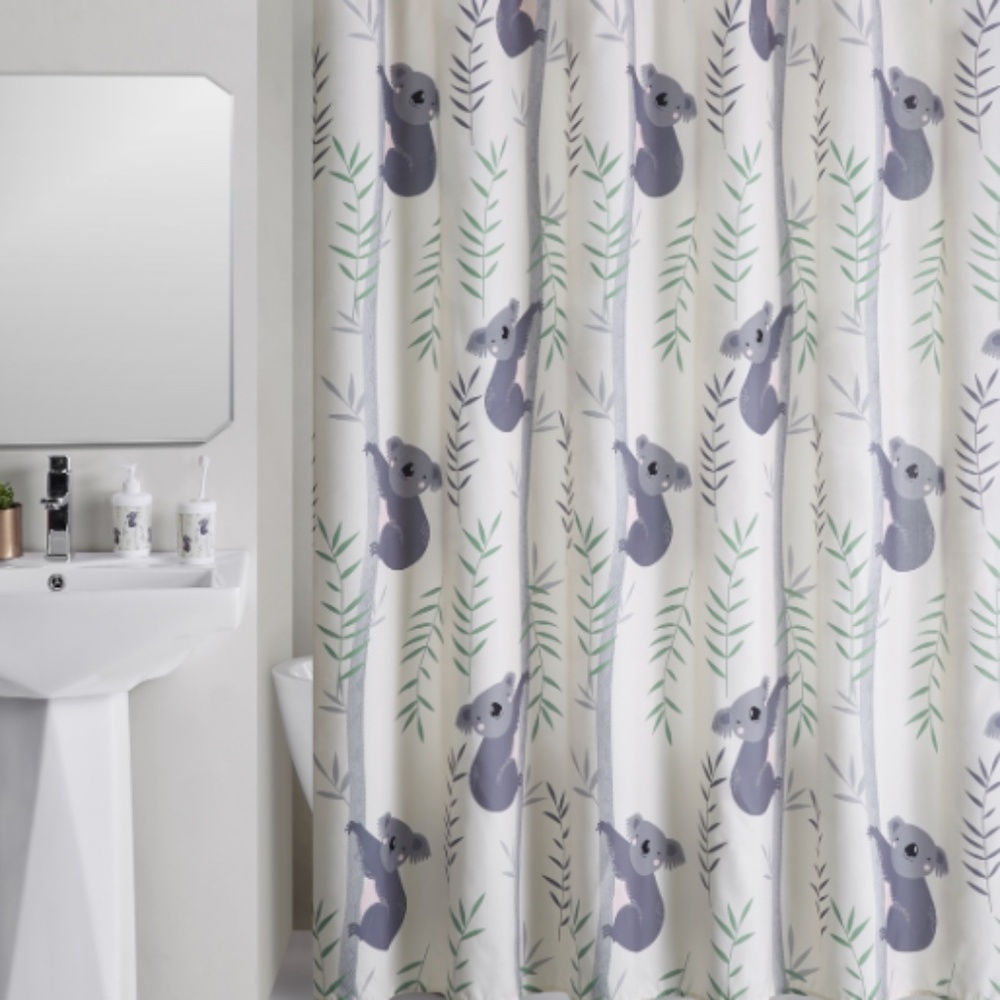Olivia & Finn Beige/Green Koala Shower Curtain Bath 16-Piece Set